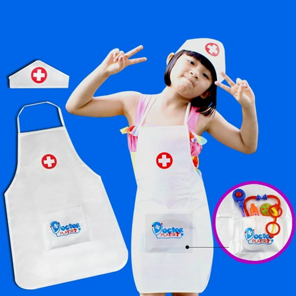 Gprince Kids Doctor Costume Play House Cosplay Doctor Apron Nurse Costume With Hat For Kids Career Day Halloween Cosplay