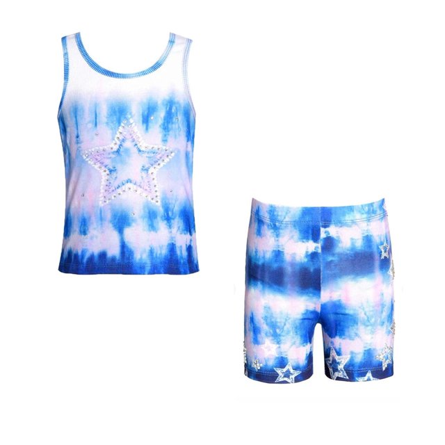 Playera Y Biker Shorts Tie Dye Azul De Estrellas Baby Sara azul 6 Baby Sara A16176+3T
