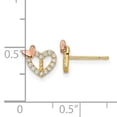 thumbnail image 3 of Finest Gold 14K Two-Tone CZ Heart with Butterfly Post Earrings, 3 of 3