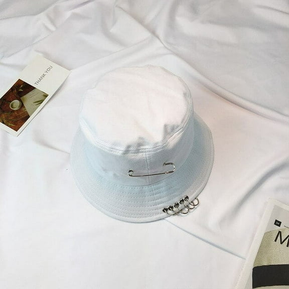 COCOpeaunt Summer Solid Color Iron Pin Rings Personality Bucket Hat Cap for Unisex Women Men Cotton Fishermen Caps Factory Woman Sun Hat