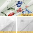 thumbnail image 5 of No Hook Shower Curtain with Snap in Liner, Farm Fruits Cherries Blueberry Waterproof Fabric Bathroom Curtain Mesh Top Window, Green White Striped Shower Curtains 48x72in, 5 of 9