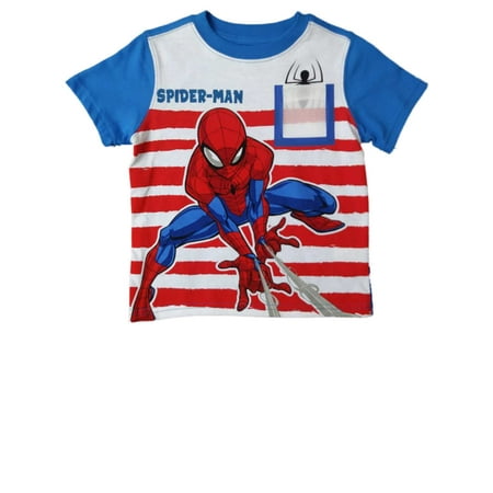 Infant Toddler Boys Marvel Spiderman Red White Stripe Spider Web T