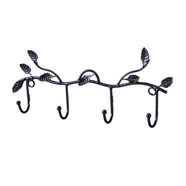STPToys Key Holder for Wall,Key Hooks with 4 Hooks Metal Towel Rack Coat Hanger for Bathroom Kitchen Entryway Storage & Organization - Black