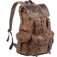 thumbnail image 6 of CAILDANL Leather Backpack for Men, Waxed Canvas Shoulder Rucksack Carry-On Travel Backpack, 6 of 7