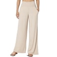 thumbnail image 1 of TheMogan Women's S~3X High Rise Smocked Elastic Waist Pull On Wide Leg Lounge Pants, 1 of 7