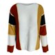thumbnail image 4 of Suéter de manga larga con cuello en O de línea de color sólido de patchwork informal para mujer Blusa Fridja  hjk779, 4 of 5