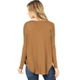 thumbnail image 3 of Double Zero Women's Long Sleeve Surplice V-Neck Blouse  (Brown Sugar, Medium), 3 of 3