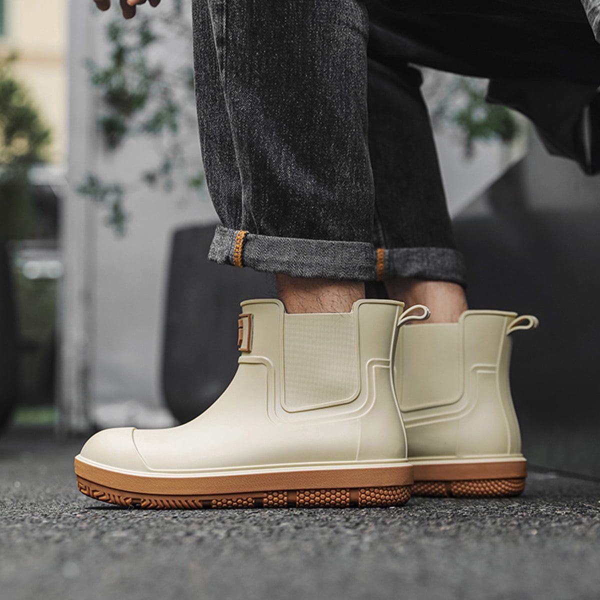 AUXDIQ Rain Boots Men Short Ankle Women Waterproof Rain Shoes Outdoor Garden Shoes