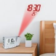 Projection Digital Alarm Clock for Bedrooms, Large Alarm Clock with Projection on Ceiling with USB Port,Battery Backup, 180°Projector, LED Display