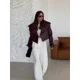 thumbnail image 2 of Chaqueta de cuero con solapa Lisa para mujer, abrigo informal holgado con bolsillos y manga larga, prendas de vestir exteriores de calle alta para otoño 2024, 2 of 5