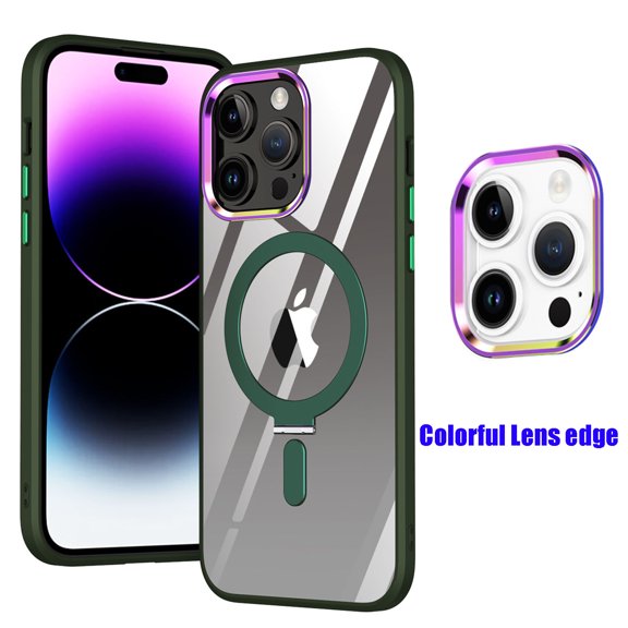 Case for iPhone 13 Pro Max, Magnetic [Support Magsafe Charger] Wireless Anti-Scratch Camera Lens Protection Clear Four Corner Durable Anti-Dropping Cover For iPhone 13 Pro Max, Green