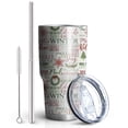 thumbnail image 2 of 30oz Multicolor Christmas Word Pattern Tumblers Stainless Steel Tumbler with Lid and Straw,Vacuum Insulated Double Wall Travel Tumbler Cups Mug with Cleaning Brush for Coffee,Tea, 2 of 7