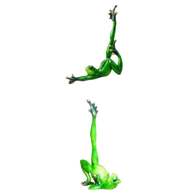 2x figurita de rana 3D moderna estatua de rana de Yoga para decoración de juguetes de escritorio para niños