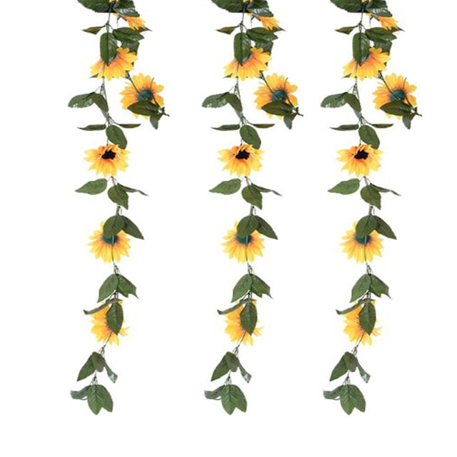 Enredaderas de girasol artificiales, enredaderas de girasol artificiales Guirnalda de girasol de 200 cm Enredadera de girasol colgante Rendimiento de primer nivel