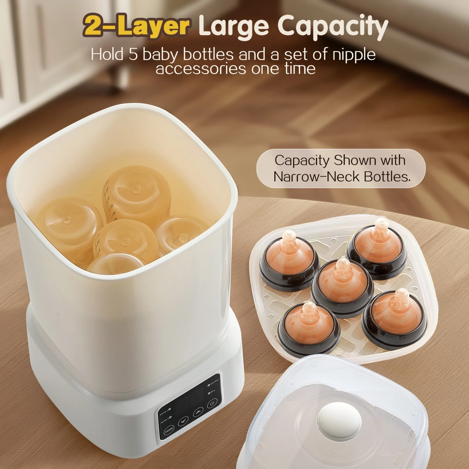 Baby Bottle Steamer and Dryer:8 in 1 Compact Electric Steam Portable for Travel Bottle Sterilizer and Dryer, Compact Electric Steam Baby Bottle Sterilizer (Esterilizador de Biberones Bottle Sanitiz