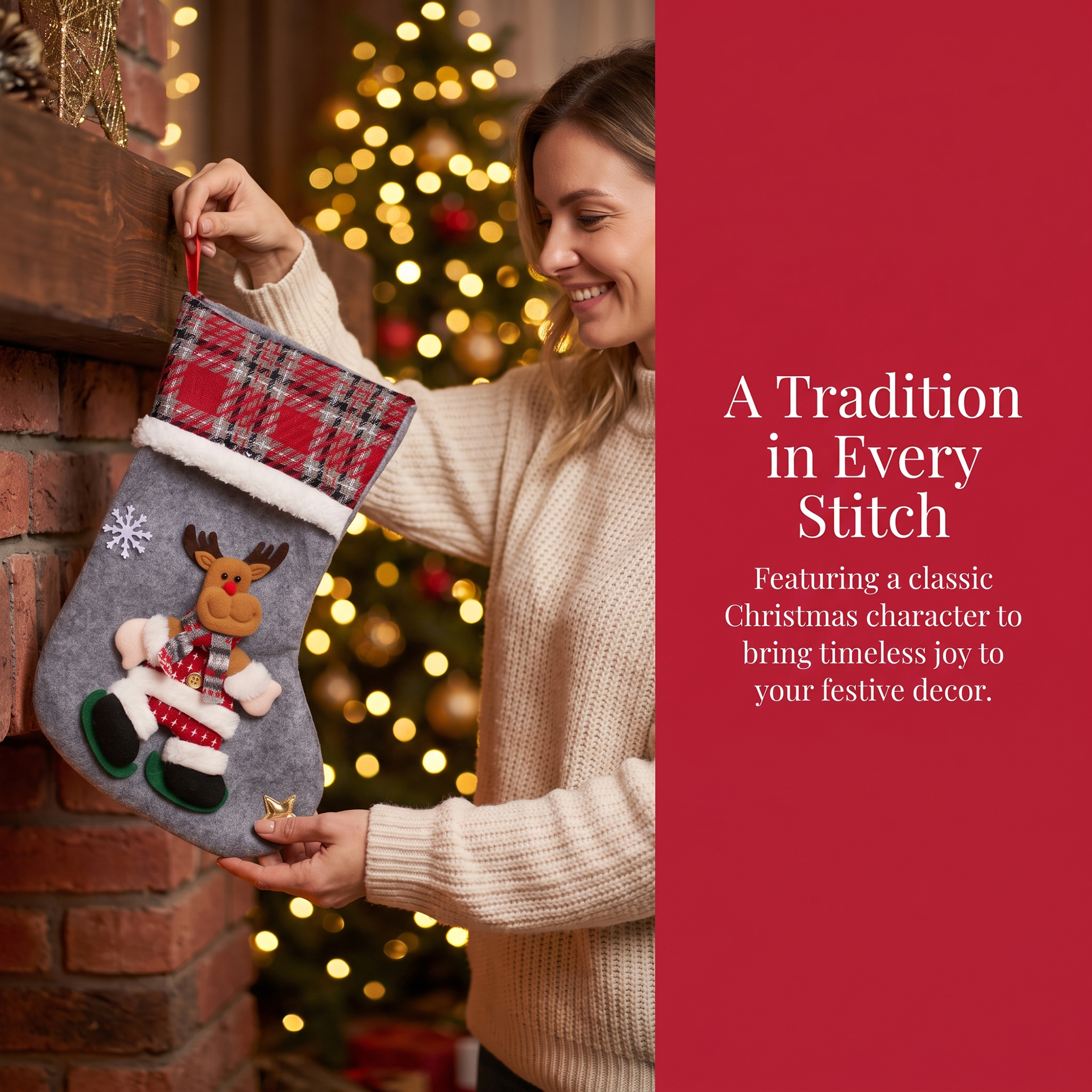 Unique Bargains Adorable Mascot Christmas Stockings Cozy Winter Living Accents Deer 16"