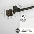 thumbnail image 5 of Kenney Glendale 5/8" Standard Decorative Window Curtain Rod, 28-48", Oil Rubbed Bronze, 5 of 12