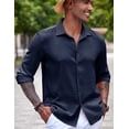 thumbnail image 2 of COOFANDY Men' Button Up Long Sleeve No Tuck Shirt Wrinkle Free Textured Casual Camp Shirt, 2 of 5