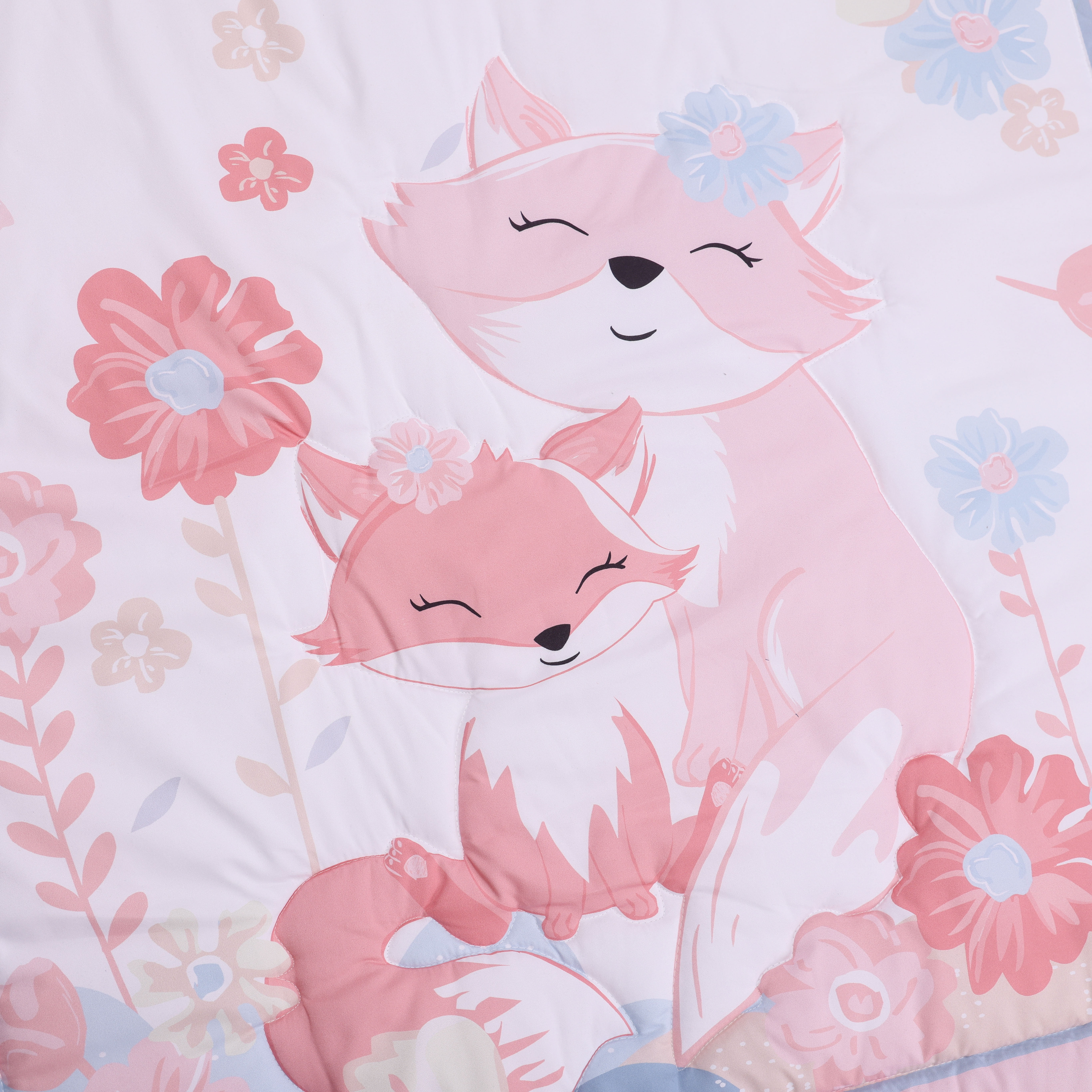 Sweet Baba 3 Piece Crib Bedding Sets for Girls, Pink Forest Baby Crib Set Including Crib Skirt,Quilt,Crib Sheet