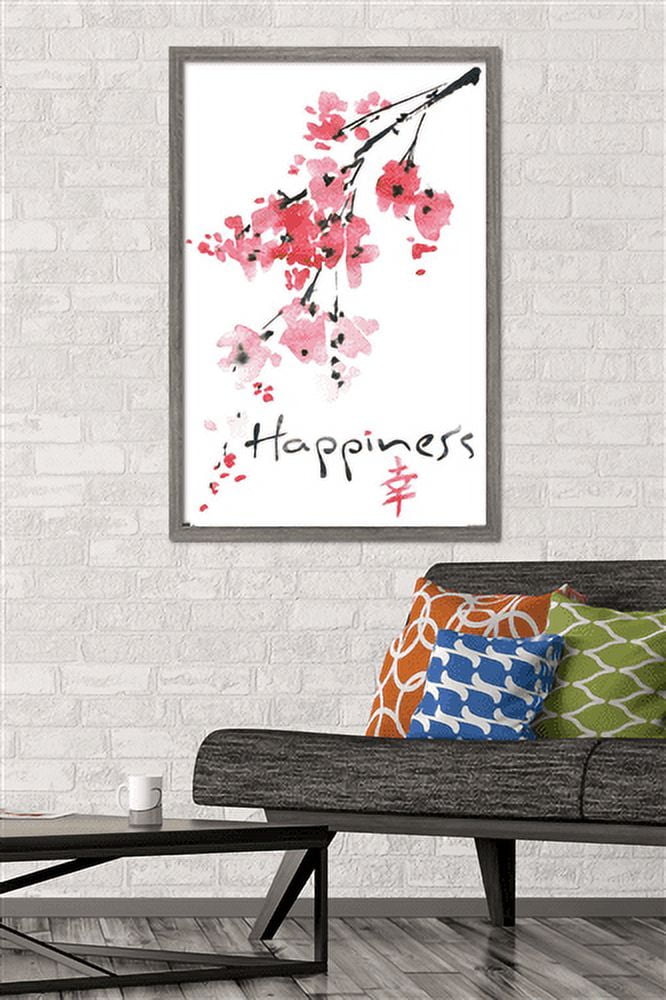 Sakura Tree - Happiness Wall Poster, 22.375" x 34", Framed