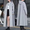 thumbnail image 5 of Frostluinai Womens Long Rain Poncho Hooded Waterproof Snap Buttons Elastic Cuffs Zip Up Solid Color, 5 of 8