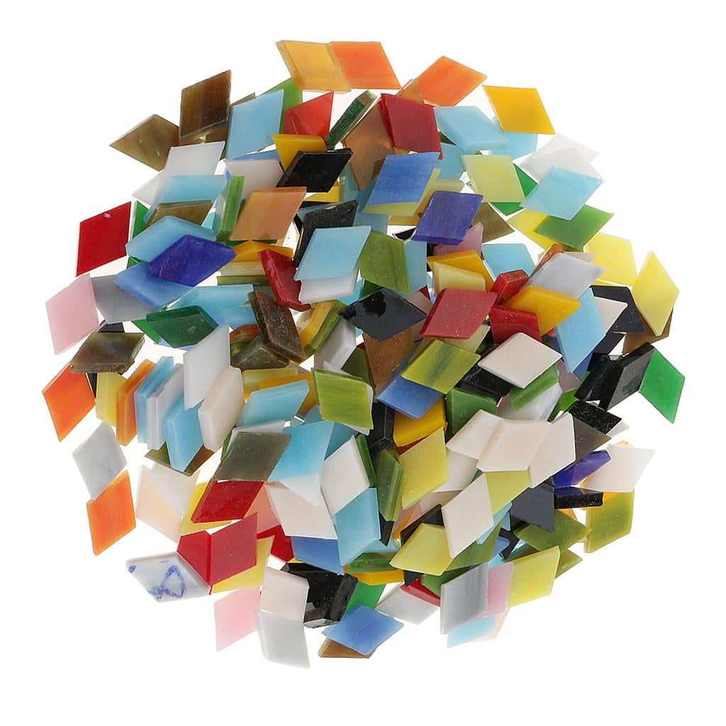 FVDPWYE 600 Piece Assorted Color Rhombus Triangle Shape Glass Mosaic Tiles Tessera DIY Crafts 12mm