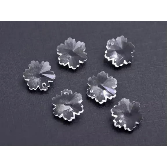 U8MO 10pcs 14X7mm Snowflake Crystal Glass Loose Spacer Pendant Beads Jewelry Making-Clear