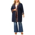 thumbnail image 2 of Unique Bargains Women's Plus Size Boho Relaxed Open Front Cardigans 3X Dark Blue, 2 of 7
