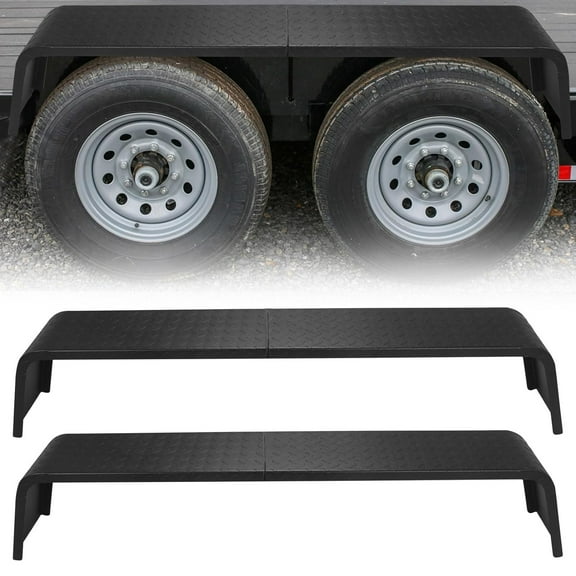 Mescukay Trailer Fenders, Detachable Heavy Duty Plate Steel Fenders for 13"-15" Wheels Tandem Axle Trailer, Set of 2