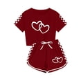 thumbnail image 4 of Ensemble de Shorts Imprimés à Manches Courtes et Col Rond pour Enfants, Mélange Polyester Spandex, Taille Élastique, Haut et Bas Assortis, Vert Militaire, Taille 120 cm, 4 of 9