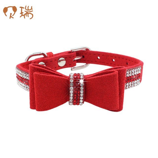 Colliers Réglables en Cristal pour Animaux de Compagnie avec Nœud Papillon pour Chiens