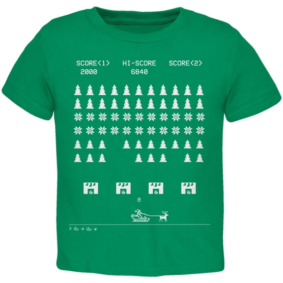 Santa Game Ugly Christmas Sweater Green Toddler T-Shirt - 2T