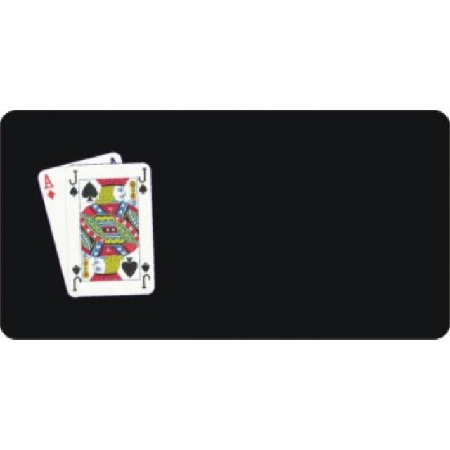 Offset Blackjack Playing Cards On Black Photo License Plate