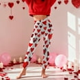 thumbnail image 4 of Ecqkame Women's Valentines Day Leggings Hearts Print Yoga Sports Fitness Pants Casual Hip Stretch Tight Pants Red M, 4 of 9