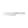 Beautiful by Drew Barrymore 7-inch Forged Signature Serrated Santoku Knife in White with Gold Accents