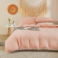 thumbnail image 5 of Move Over Baby Pink Duvet Cover Set 100% Washed Microfiber Pom Poms Pattern Pink Girls Bedding Sets Queen No Filling, 5 of 8