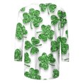 thumbnail image 5 of Womens Tops under $5 St. Patrick's Day 3/4 Sleeves Shamrock Print Printed Round Neck Casual T-shirt Green L, 5 of 5