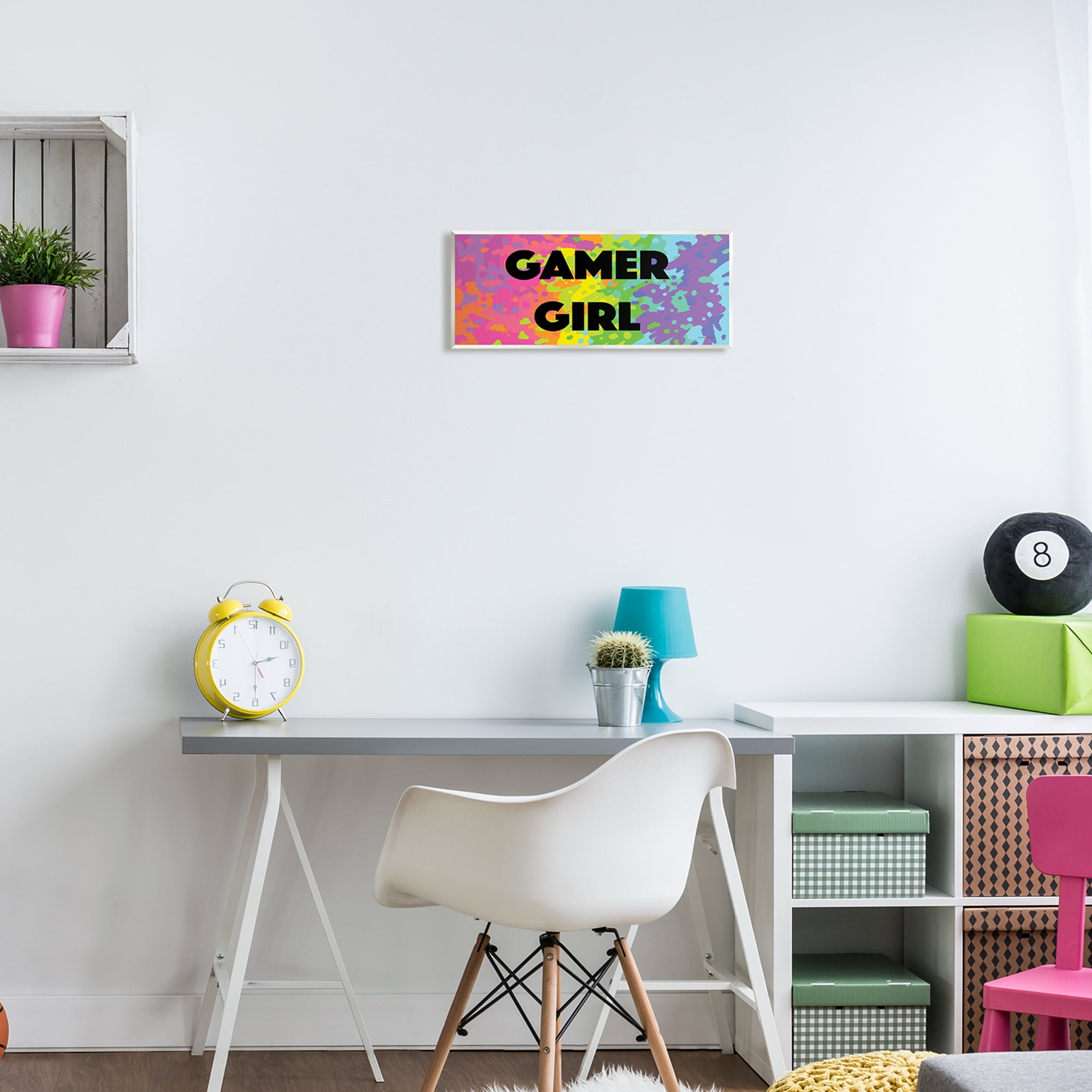 Stupell Industries Modern Gamer Girl Abstract Painting Unframed Art Print Wall Art, 17 x 7