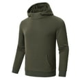 thumbnail image 3 of QPNGRP Men's Casual Pullover Lightweight Hoodie Long Sleeve Solid Waffle knitted Hooded Plus Size Army XL, 3 of 6