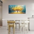 thumbnail image 4 of AEFER Large Canvas Wall Art Decor for Living Room Bedroom Golden Yellow Tree of Life Pictures Blue Painting Prints Modern Framed Artwork Decoration Home Office 60"x30", 4 of 6