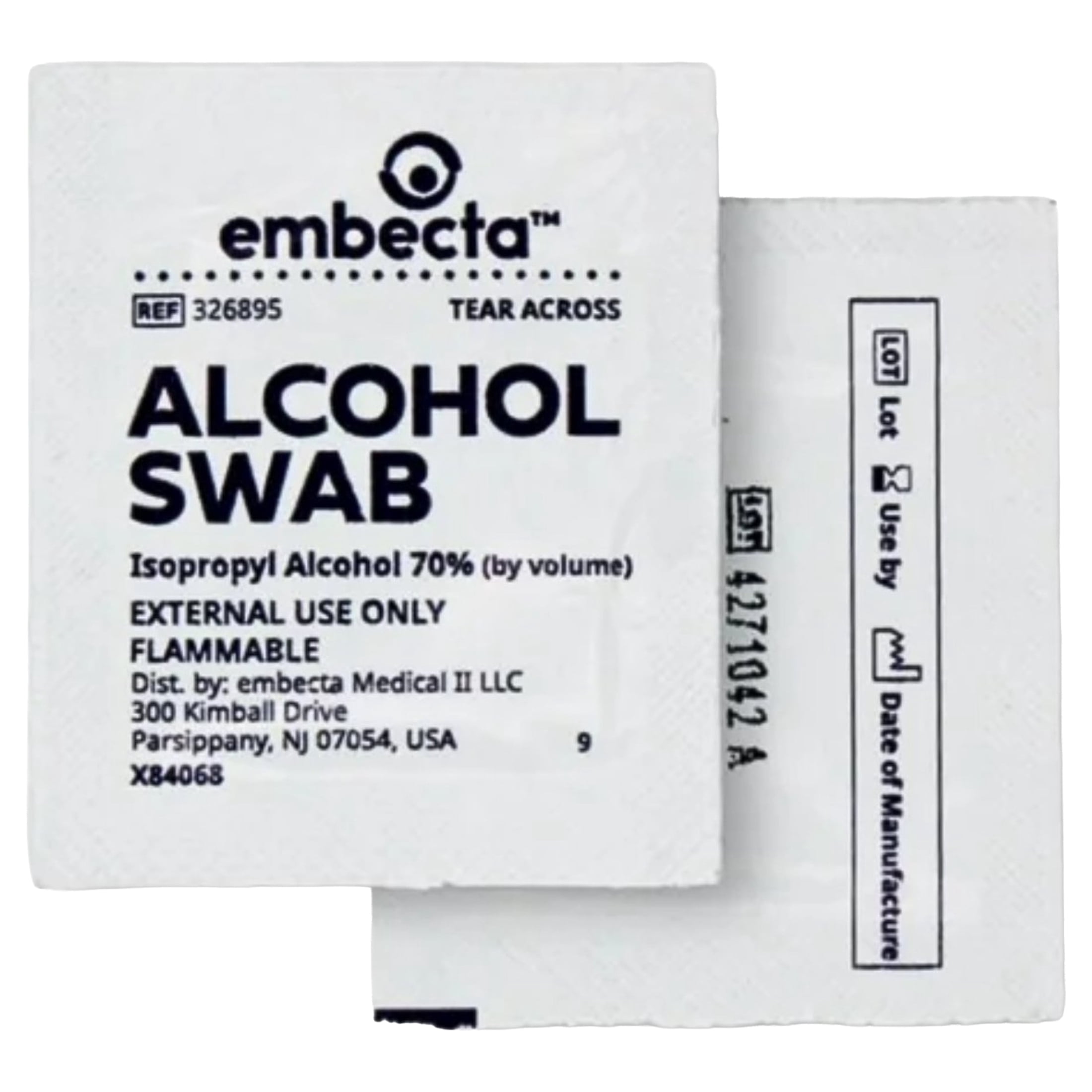 Embecta (Formerly BD) Alcohol Prep Pads, 70% Strength Isopropyl Alcohol, Box of 100 Individual Packets, 12-Pack