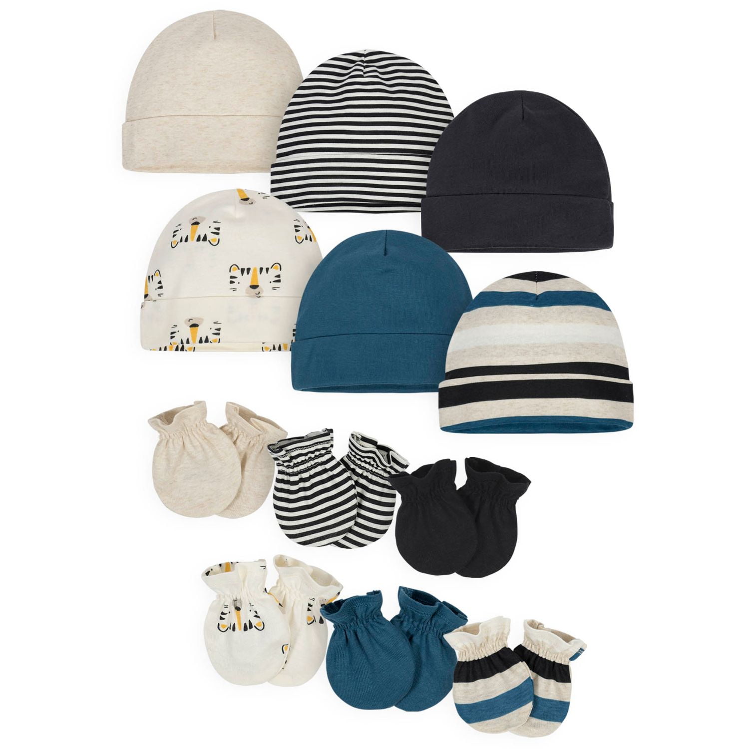 Onesies Brand Baby Boy Cap and Mitten Set, 12 Pack, Newborn - 0/6 Months
