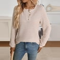 thumbnail image 3 of Maean Womens Striped Blouse Buttons Crewneck Knitted Casual Loose Pullover Long Sleeve Shirts Tops, 3 of 7
