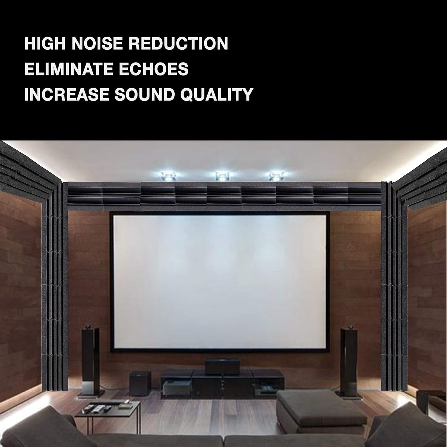 FStop Labs Acoustic Foam Panels, 3D Polyurethane Soundproof Wall Panels, 12 in x 12 in x 0.4 in, Black, 12 Pack