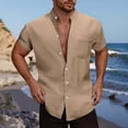 thumbnail image 2 of Men's Short Sleeve Shirts with Pockets Lapel Button Down Print Short Sleeve Plus Size Stretch Shirts Hawaiian Button Down Shirts, 2 of 5