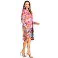 thumbnail image 4 of Sakkas Eloisa Women's Long Sleeve Swing Tunic Shift Dress Pockets Floral Print - 574-Pink - L/XL, 4 of 5