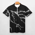 thumbnail image 3 of Black And White Lightning Men Zipper T-shirt Summer Casual Short Sleeve T-shirt Top, 3 of 7