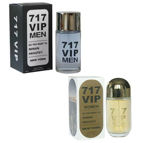 717 VIP Men & Women – Couple Perfume Gift Set (2 x 3.4 oz / 100 ml) – Eau de Parfum for Him & Her – Long-Lasting Luxury Fragrance Duo – Romantic Gift for Couples, Anniversaries & Valentine’s Day