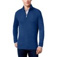thumbnail image 1 of Geoffrey Beene Mens Ribbed Yoke 1/4 Zip Pullover Sweater, Azul, Grande, 1 of 1