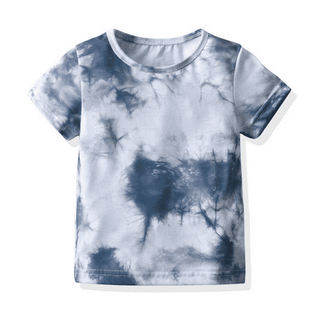 

Puloru Little Boys T-shirt Gradient Color Short Sleeve Round Collar Top